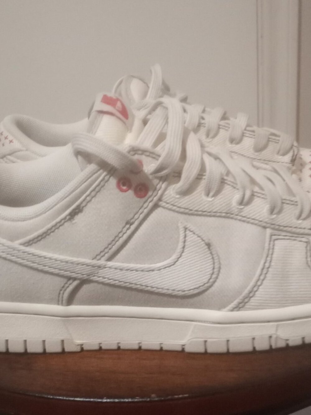 Nike Dunk Low Retro Sashiko Light Sneakers Men's Sz 7 Ivory/Red DV0834-100 - Picture 4 of 14